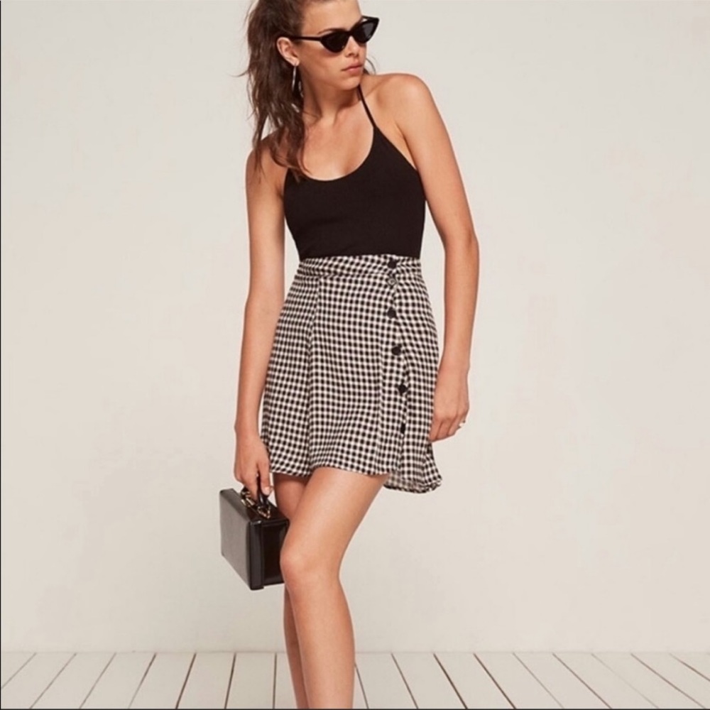 Reformation Delia Gingham Mini Skirt